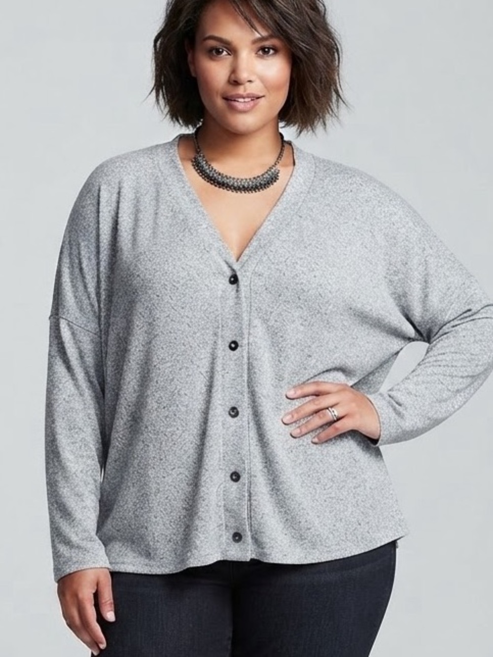 NWT GEORGE Heather Gray Open Front Drapey Cardigan 4X
